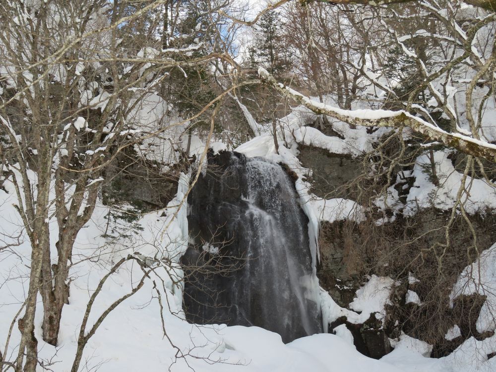 雪の小野川不動滝